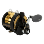 Dogfish Tackle & Marine Shimano TLD 2 Speed Lever Drag Conventional Reel, black and gold, with ergonomic handle and two-speed gearing.