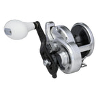Dogfish Tackle & Marine Shimano Trinidad A Star Drag Conventional Reel, silver and black with white handle.
