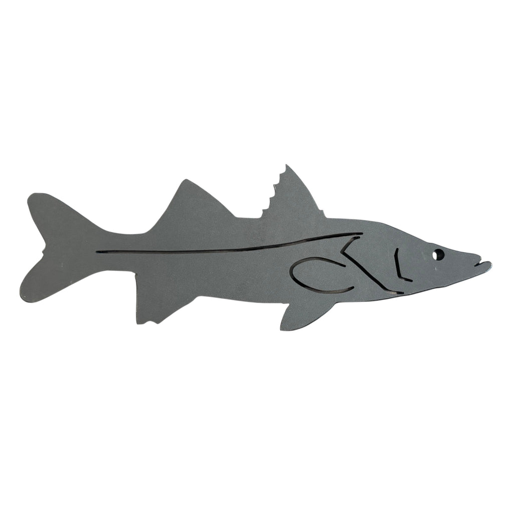 Dogfish Tackle & Marine grey metal starboard fish wall decor for nautical or coastal home and garden styling.