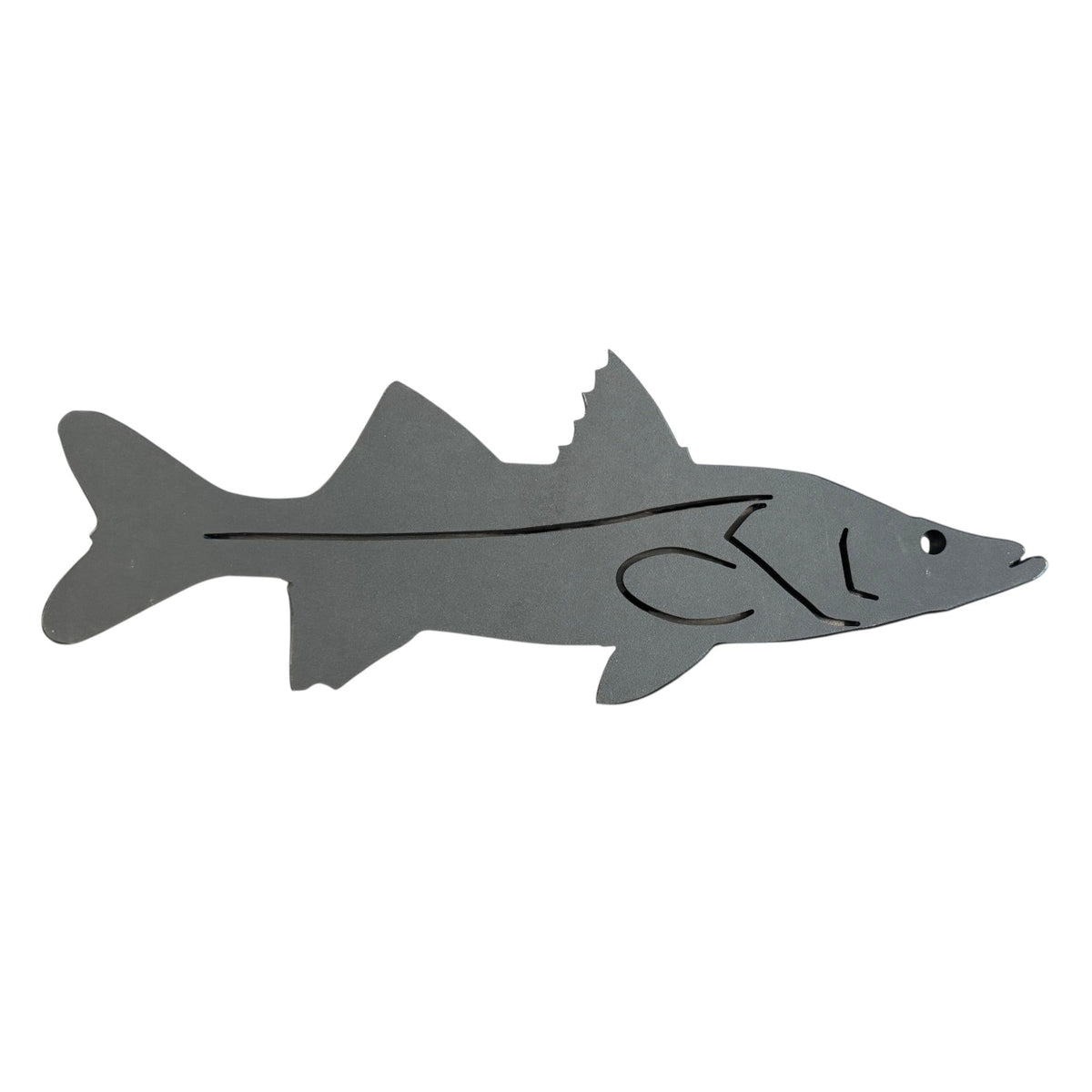 Dogfish Tackle & Marine grey metal starboard fish wall decor for nautical or coastal home and garden styling.