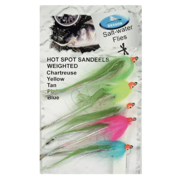 Dragon Salt Water Flies Hot Spot Sandeel Weighted