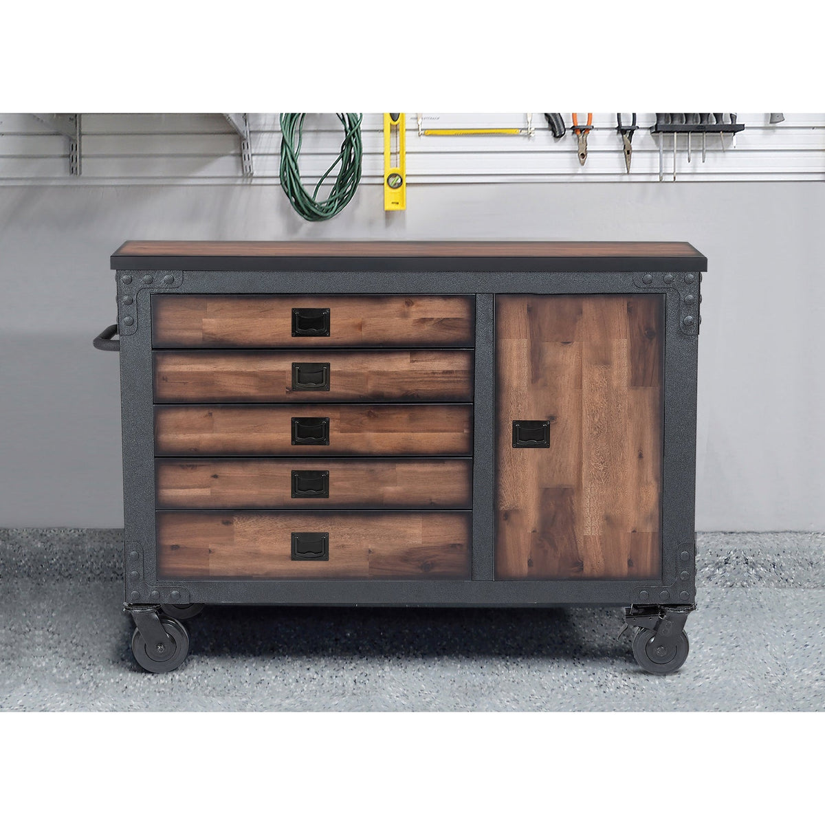 Duramax 48 in. 5-Drawers Rolling Tool Chest with Wood Top