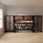 Duramax 5-Piece Garage Storage Combo Set with Workbench, Wall Cabinets and Free Standing Cabinets