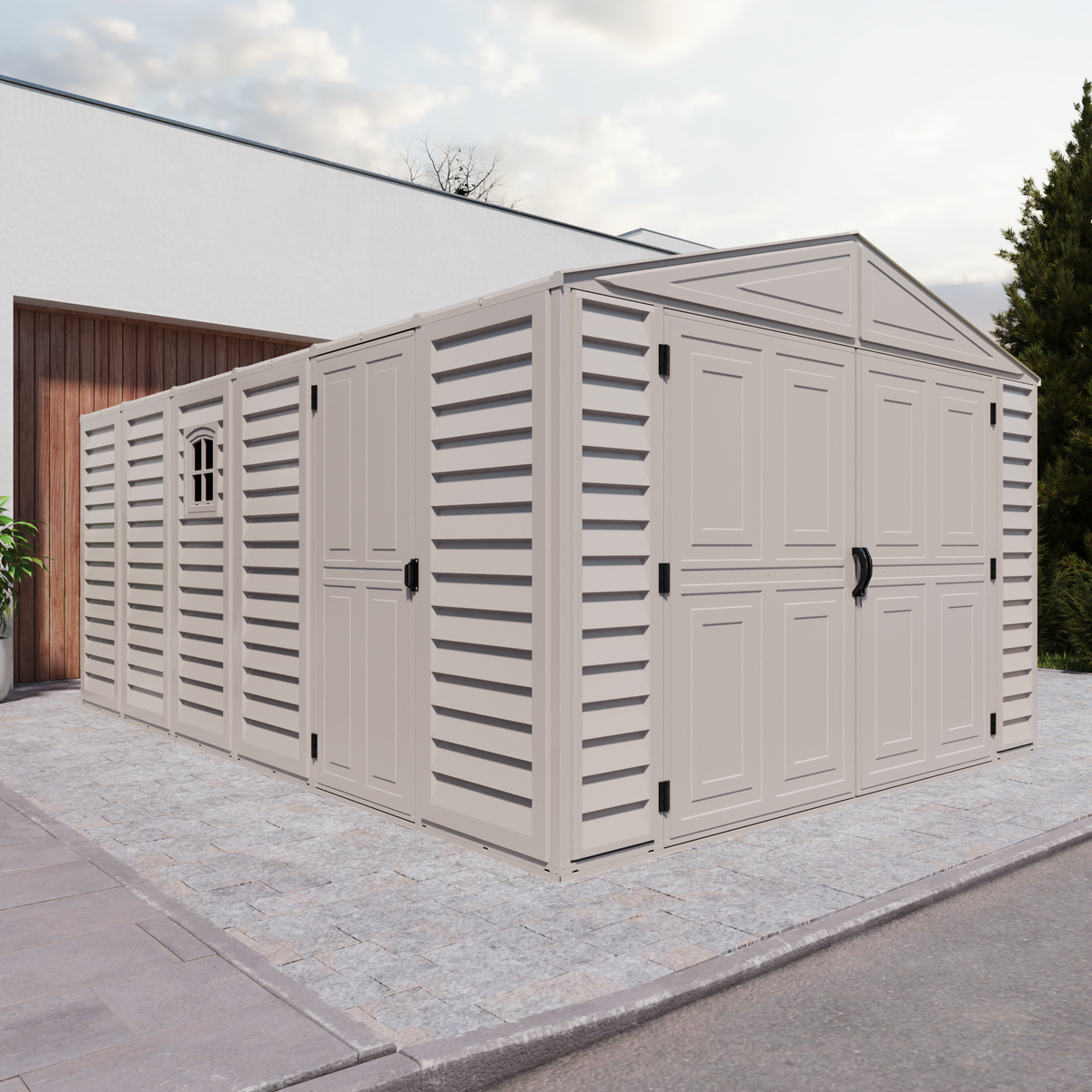 Duramax 10.5ft x 15.5ft Vinyl Garage with Foundation Kit and Windows 15026