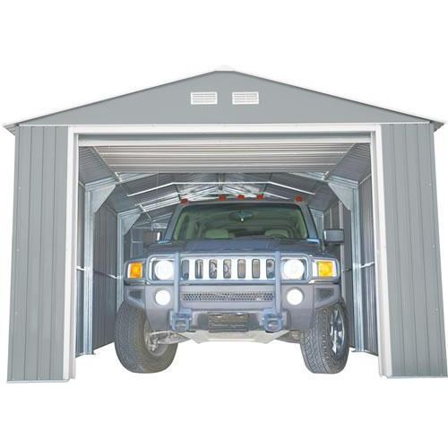 Duramax 12ft x 26ft Imperial Metal Garage Light Gray / White Trim