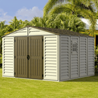 DuraMax 10.5ft x 10.5 ft Woodbridge Plus Vinyl Shed w/ Foundation Kit & Window 40224