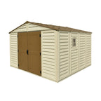 DuraMax 10.5ft x 10.5 ft Woodbridge Plus Vinyl Shed w/ Foundation Kit & Window 40224