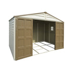 DuraMax 10.5ft x 10.5 ft Woodbridge Plus Vinyl Shed w/ Foundation Kit & Window 40224