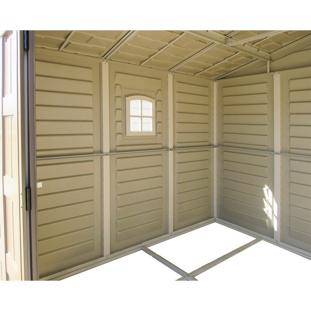 DuraMax 10.5ft x 10.5 ft Woodbridge Plus Vinyl Shed w/ Foundation Kit & Window 40224