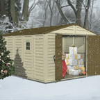 DuraMax 10.5ft x 13ft  Woodbridge Plus Vinyl Shed w/ Foundation Kit & Window 40234