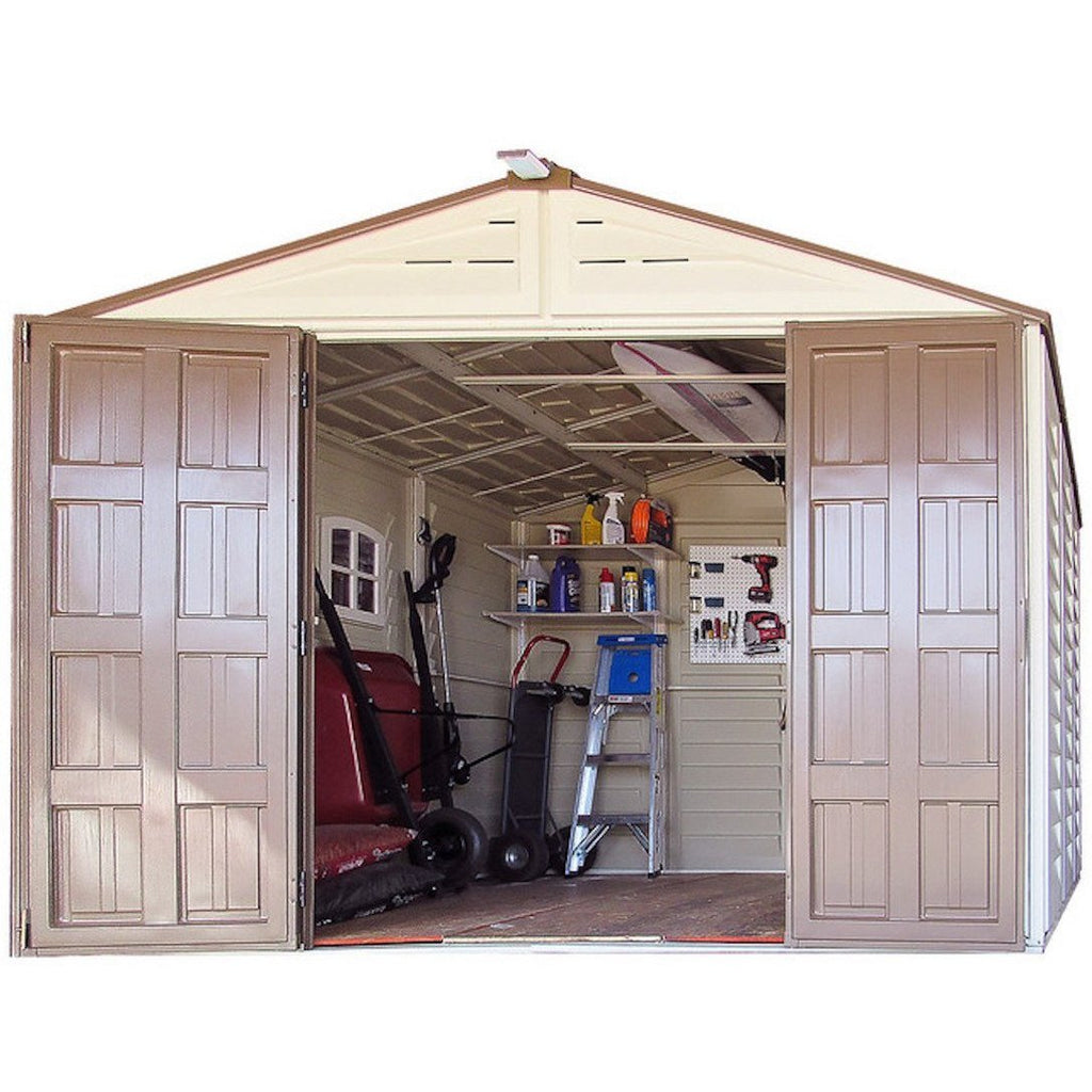 DuraMax 10.5ft x 13ft  Woodbridge Plus Vinyl Shed w/ Foundation Kit & Window 40234
