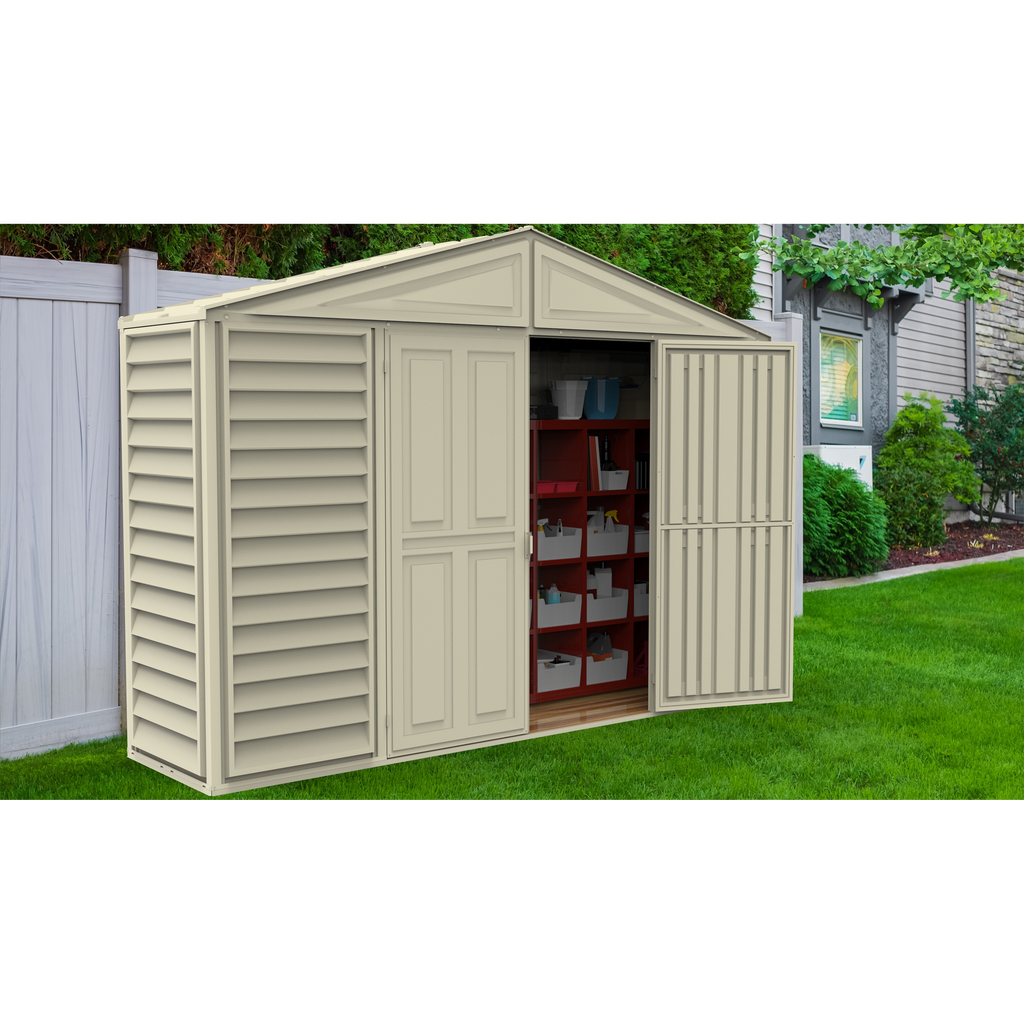 DuraMax 10.5ft x 2.75ft SidePro Vinyl Shed with Foundation Kit 98001