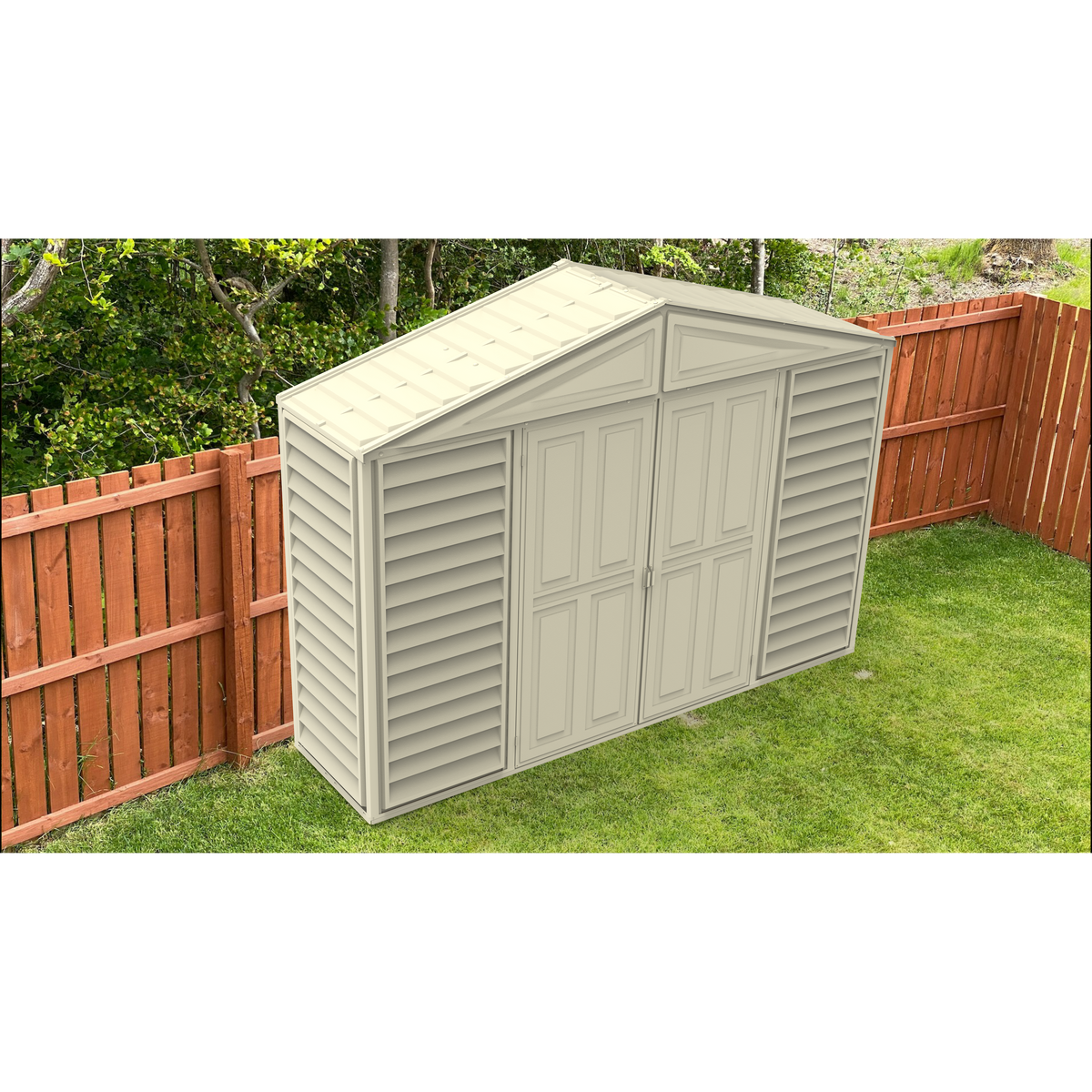 DuraMax 10.5ft x 2.75ft SidePro Vinyl Shed with Foundation Kit 98001