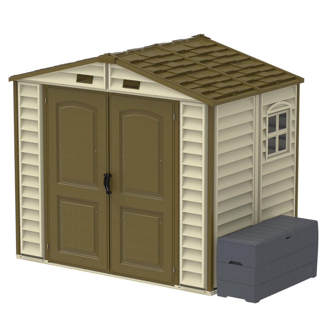 DuraMax 8ft x 5.5ft Storeall Vinyl Shed with Foundation Kit and window 30115