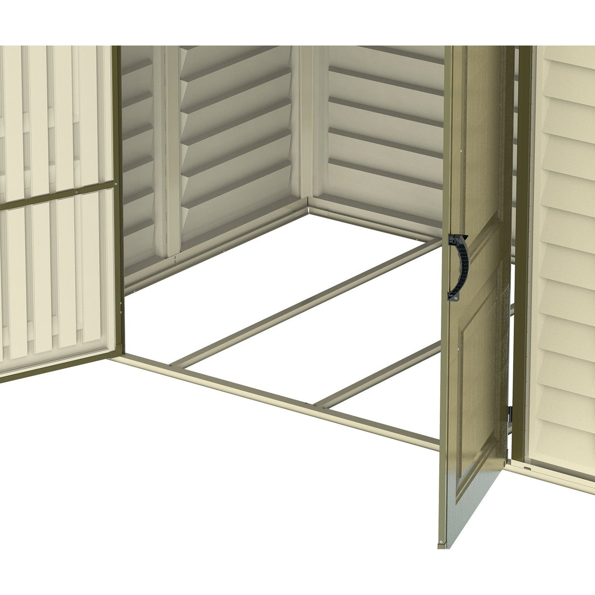 DuraMax 8ft x 5.5ft Storeall Vinyl Shed with Foundation Kit and window 30115