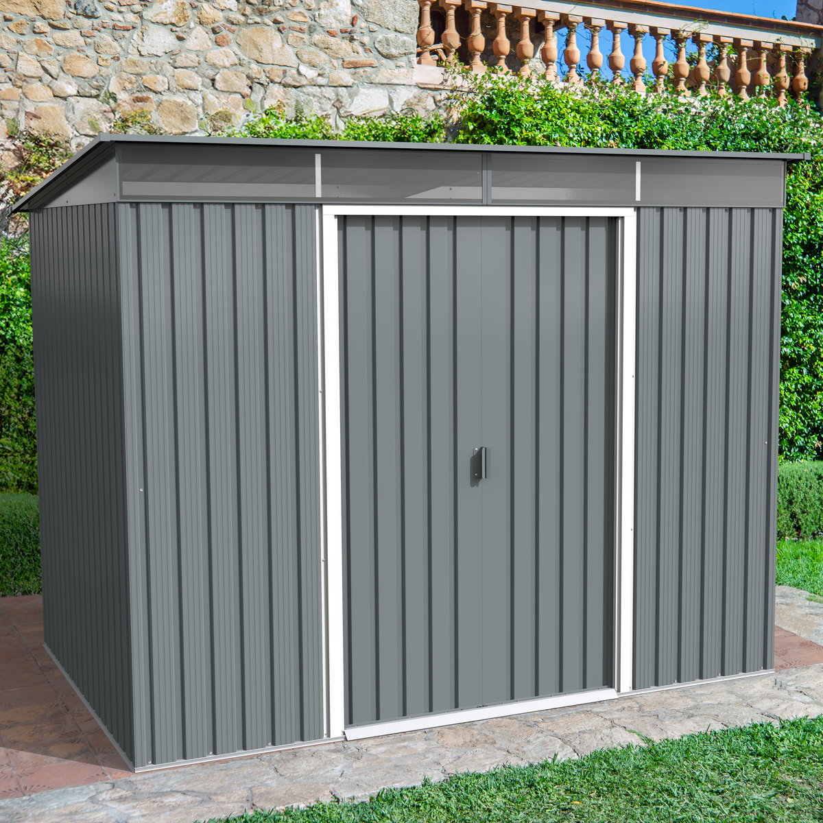 Duramax TOP Pent Roof Skylight 8 x 6 Metal Storage Shed - Light Gray 20552