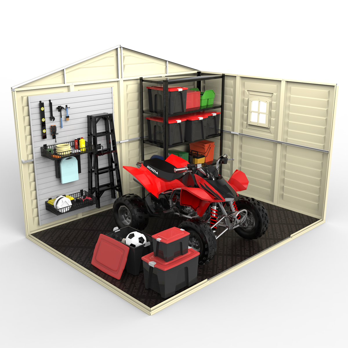 DuraMax 10.5 ft x 8ft Woodbridge Plus Shed w/ Foundation Kit & Window 40214