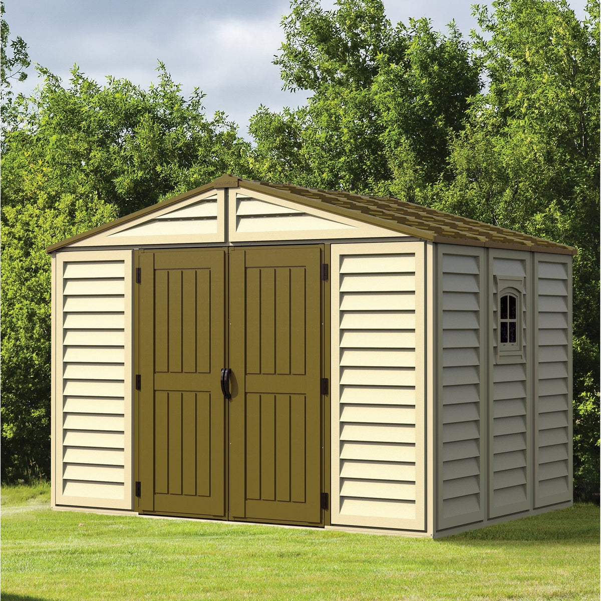 DuraMax 10.5 ft x 8ft Woodbridge Plus Shed w/ Foundation Kit & Window 40214