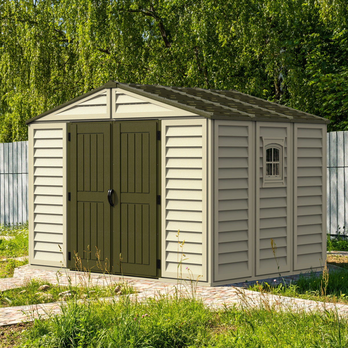 DuraMax 10.5 ft x 8ft Woodbridge Plus Shed w/ Foundation Kit & Window 40214
