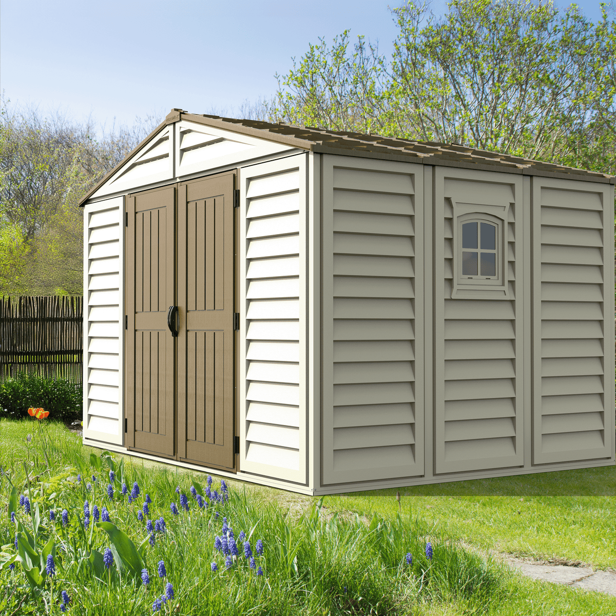 DuraMax 10.5 ft x 8ft Woodbridge Plus Shed w/ Foundation Kit & Window 40214