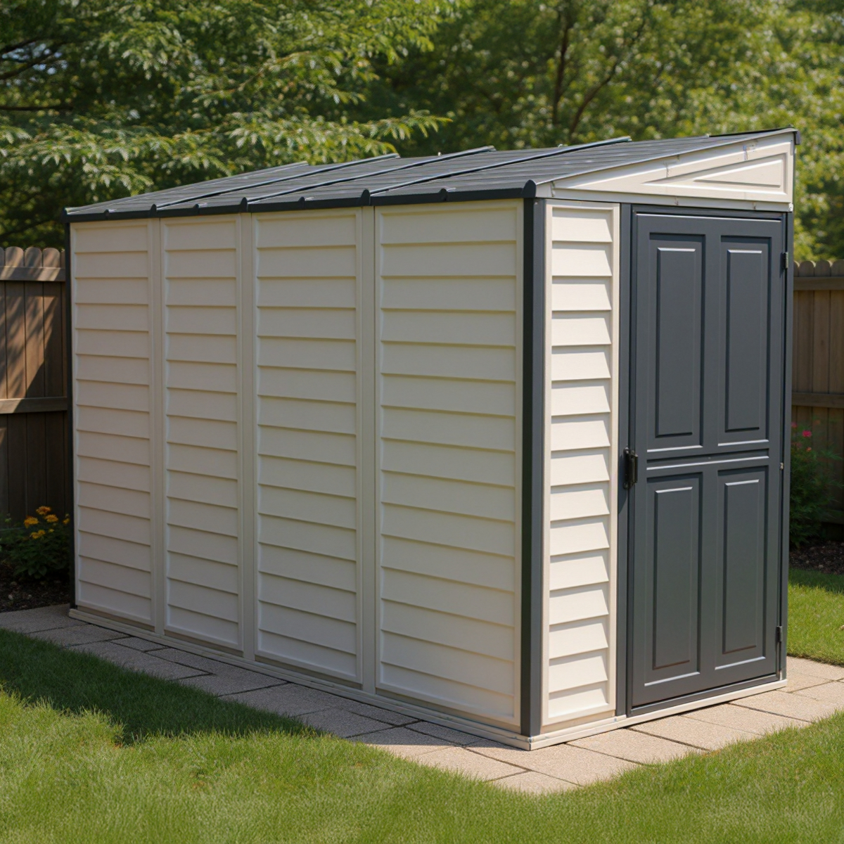 Duramax 4ft x 10ft Sidemate Plus Vinyl Resin Outdoor Storage Shed With Foundation Kit 36725