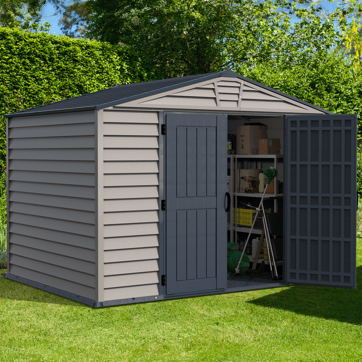 DuraMax StoreMax Plus 10.5x8 Ft with Molded Floor Vinyl Storage Shed 30225