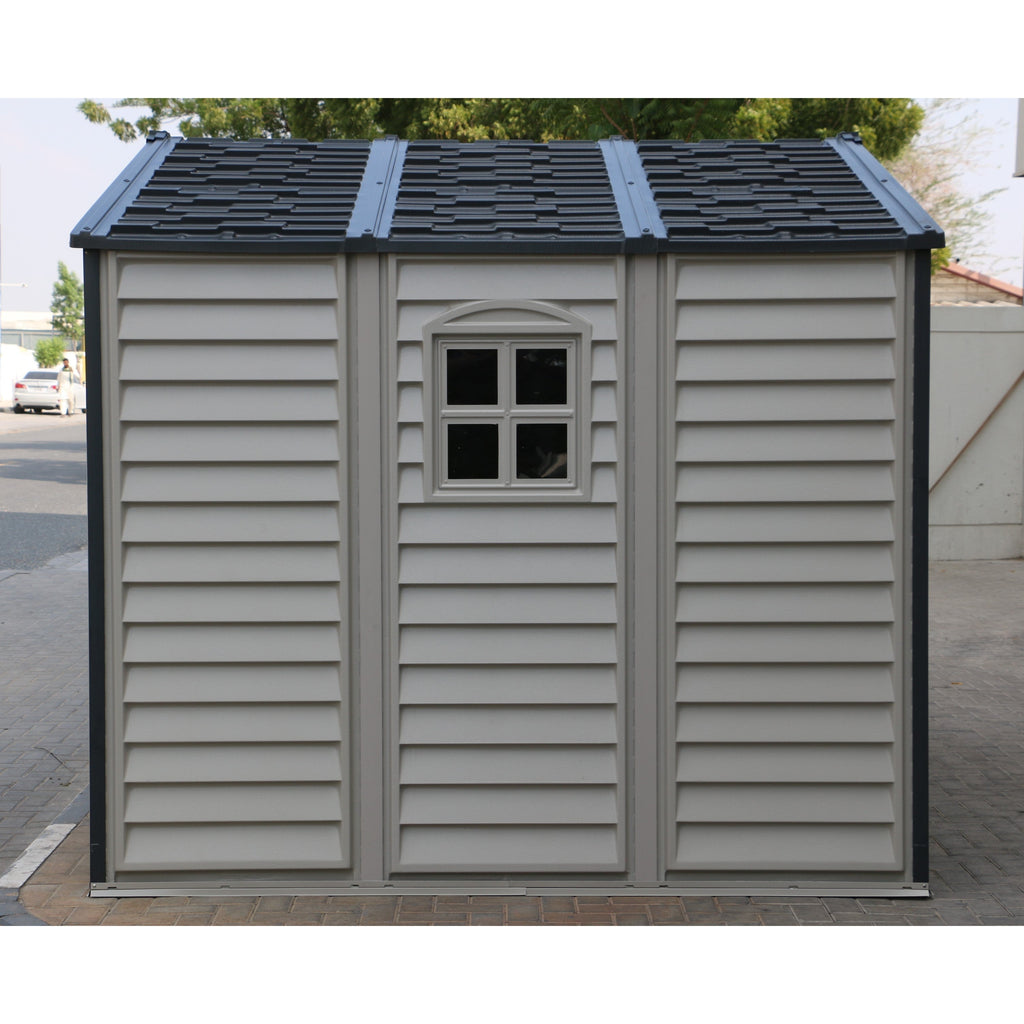 Duramax Woodside Plus 10.5x8 Vinyl Resin Outdoor Storage Shed With Foundation Kit 30227