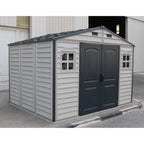 Duramax Woodside Plus 10.5x8 Vinyl Resin Outdoor Storage Shed With Foundation Kit 30227