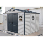 Duramax Woodside Plus 10.5x8 Vinyl Resin Outdoor Storage Shed With Foundation Kit 30227