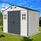 Duramax Woodside Plus 10.5x8 Vinyl Resin Outdoor Storage Shed With Foundation Kit 30227