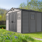 Duramax Woodside Plus 10.5x8 Vinyl Resin Outdoor Storage Shed With Foundation Kit 30227