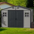 Duramax Woodside Plus 10.5x8 Vinyl Resin Outdoor Storage Shed With Foundation Kit 30227