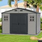 Duramax Woodside Plus 10.5x8 Vinyl Resin Outdoor Storage Shed With Foundation Kit 30227