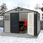 Duramax Woodside Plus 10.5x8 Vinyl Resin Outdoor Storage Shed With Foundation Kit 30227