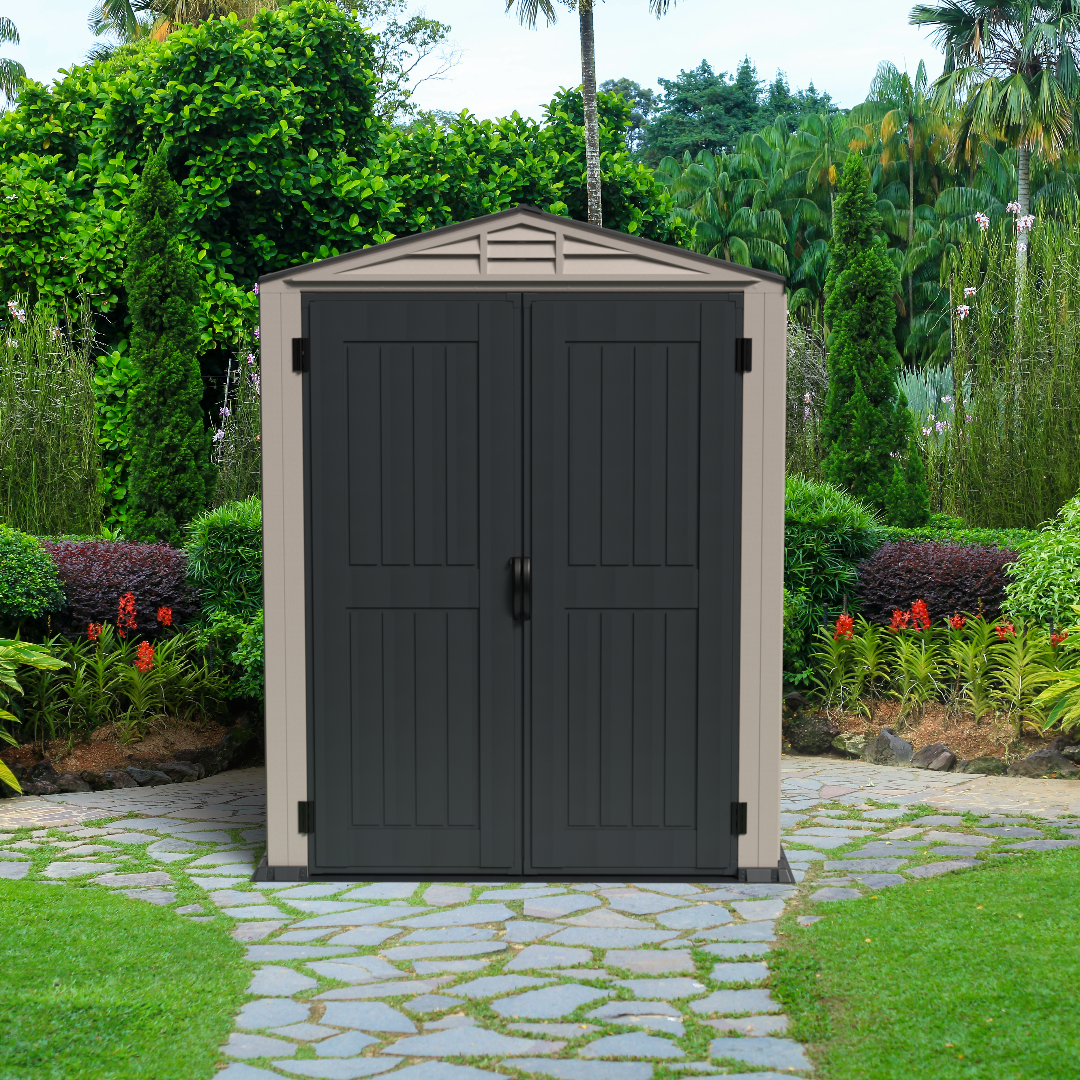 Duramax YardMate Plus 5 ft. 6 in. x 5ft. 6 in. Gray Vinyl Storage Shed with Molded Floor 35525