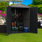 Duramax YardMate Plus 5 ft. 6 in. x 5ft. 6 in. Gray Vinyl Storage Shed with Molded Floor 35525