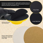 Pro Series 6" Round Hand Sanding Block Adaptor Sheets to Convert Hook & Loop Sanding Block Pads to PSA Sticky Pads, 2 Sheet Pack