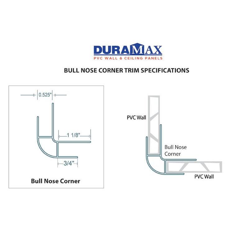DuraMax PVC Bullnose Outside Corner (8')