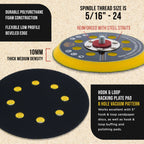 Pro Series 5" Hook & Loop DA Backing Plate Pad, 8 Hole Pattern Dustless - Dual-Action Random Orbital Sanding Pad, For Sander Polisher Auto