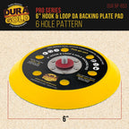 Pro Series 6" Hook & Loop DA Sander Backing Plate Pad, 6 Hole Pattern Dustless, 14mm Medium Profile Edge, Dual-Action Random Orbital Sanding