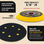 Pro Series 6" Hook & Loop DA Sander Backing Plate Pad, 6 Hole Pattern Dustless, 14mm Medium Profile Edge, Dual-Action Random Orbital Sanding