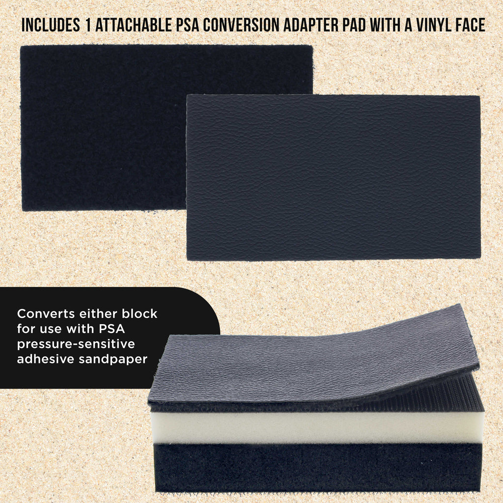Pro Series Rectangle 5" x 2-3/4" Dual Density 2 Sided EVA Sanding Block, Hook & Loop Backing, 2 Pack - PSA Sandpaper Conversion Adapter Pad