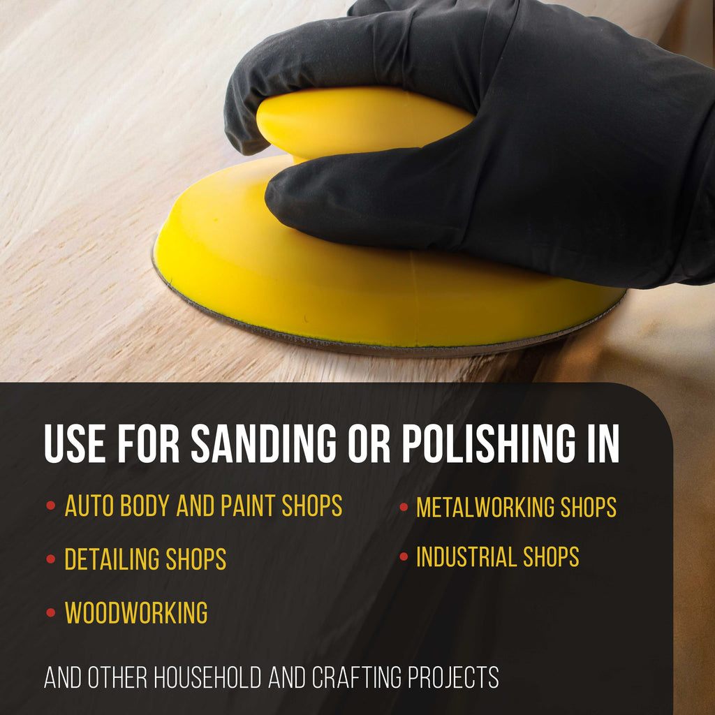 Pro Series 6" Round & Mouse-Shaped Hand Sanding Block Pads for Hook & Loop and PSA 6" DA Sanding Discs, PSA Sandpaper Conversion Adapter Pad