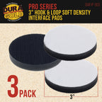 Pro Series 3" x 10mm Soft Density Interface Pad, 3 Pack - Hook & Loop Foam Cushion Used Between Sander Sanding Discs, Polisher Polishing Pad