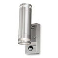 4lite Marinus GU10 Bi-Directional Outdoor Wall Light with PIR - Stainless Steel - Maplin