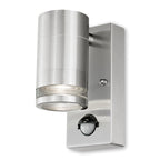 4lite Marinus GU10 Single Direction Outdoor Wall Light with PIR - Stainless Steel - Maplin