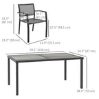 7 Pieces Outdoor Dining Set w/ 6 Stackable Chairs, Patio Table & Chairs w/ Mesh Seat, Black