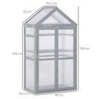 Garden Cold Frame Greenhouse with Adjustable Shelf, Double Doors & Openable Top, Grey