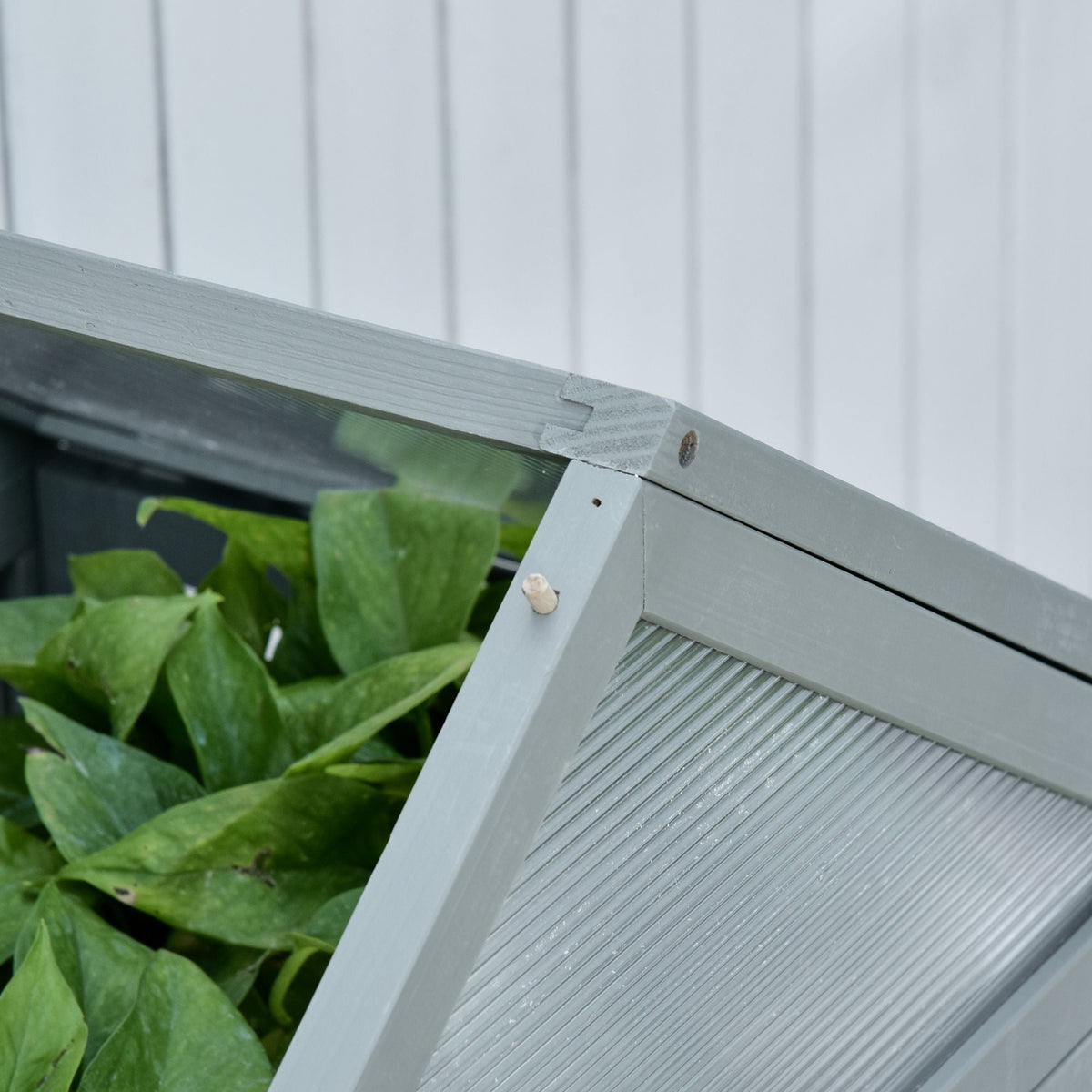 Garden Cold Frame Greenhouse with Adjustable Shelf, Double Doors & Openable Top, Grey
