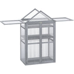 Garden Cold Frame Greenhouse with Adjustable Shelf, Double Doors & Openable Top, Grey